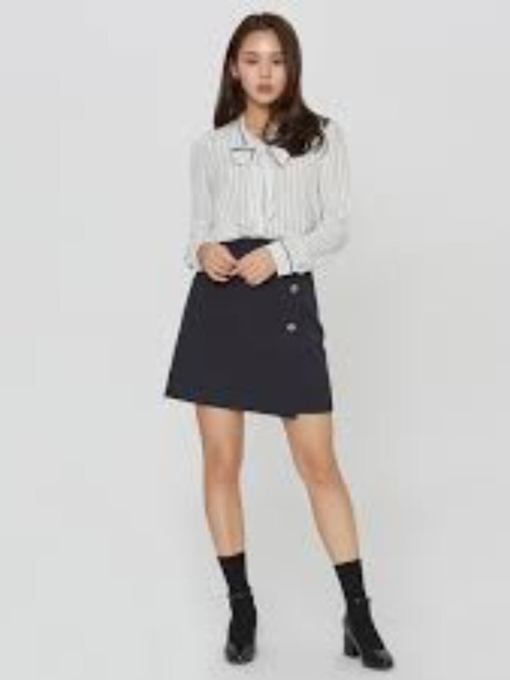 Maje Women Jana Asymmetric Button A-Line mini skirt black back zip size 38/M